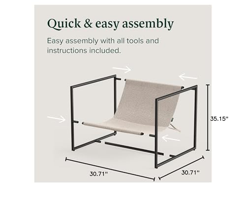 ZINUS Aidan Sling Accent Chair, Metal Framed Armchair with Shredded Foam Cushioning, Black