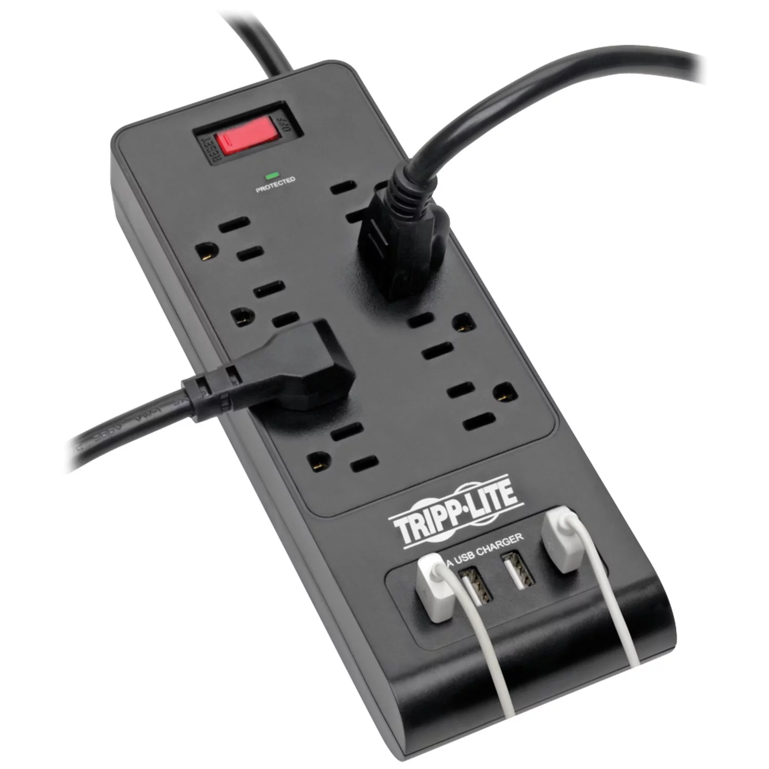 TRIPP LITE TLP864USBB 6.0 Feet 8 Outlets 1800 Joules Surge Protector - Black