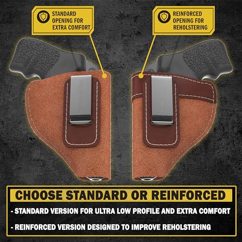 Made in USA - Suede Leather Revolver Holster - Fits .38 Special & J Frame Revolvers Including Ruger LCR, Rock Island, Rossi, S&W 442 642 Airweight, Taurus & Charter | Concealed Carry IWB Holster