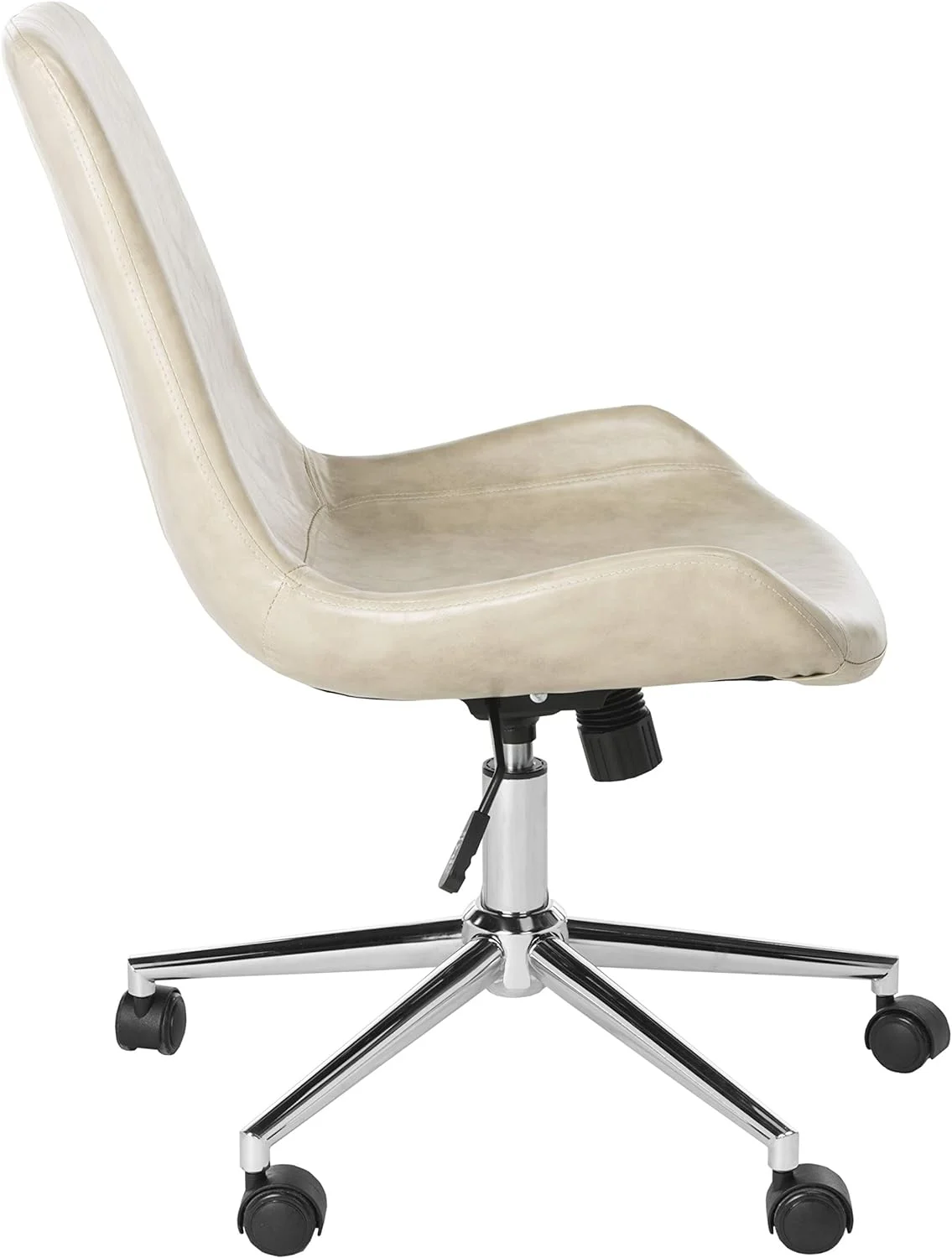 home collection fletcher beige faux leather/ chrome swivel adjustable height office desk chair