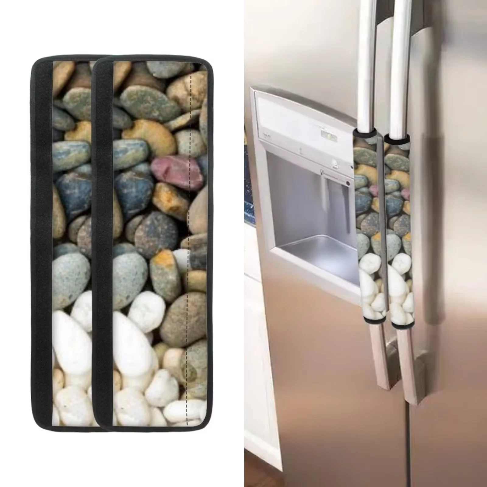 Kuiaobaty Refrigerator Door Handle Cover Keep Home Appliance Clean from Food Drips Oid Liquid Stain 4 Pieces Cobblestone Refrigerator Handle Gloves for Oven Fridge Cabinet