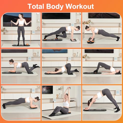 Pilates Board - Pilates Reformer Set, Portable and Foldable Pilates Board for Home Workout, Multifunctional Pilates Board for Women, Pilates Reformer Machine for Home Exercise