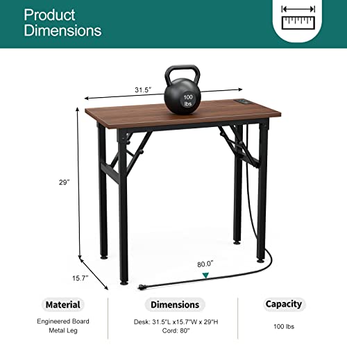 TEMI Folding Desk with USB & Socket 31.5