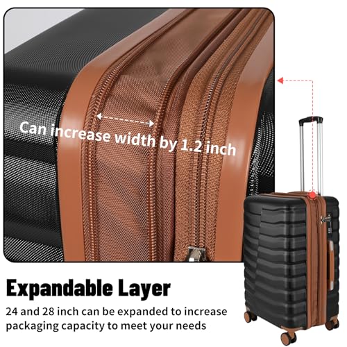 Lightweight Luggage with Spinner Wheels & YKK Zipper, 3-Piece Travel Suitcase ABS+PC Hardshell Luggage Set with TSA Lock, Light Avocado Green (20+24+28 inch)