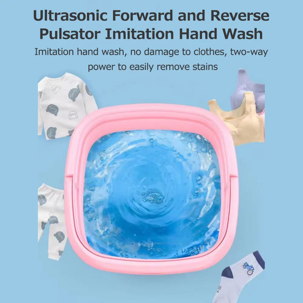 Small Household Folding Portable Washing Machine, Forward and Reverse Pulsator Elution, Dual Purpose Imitation Hand Wash, Drain Hole, Fruit