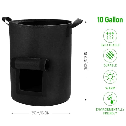 5 Pack 10 Gallon Potato Grow Bags with Flap and Handles, Heavy Duty Fabric Pots for Planting Potato, Carrots,Taro