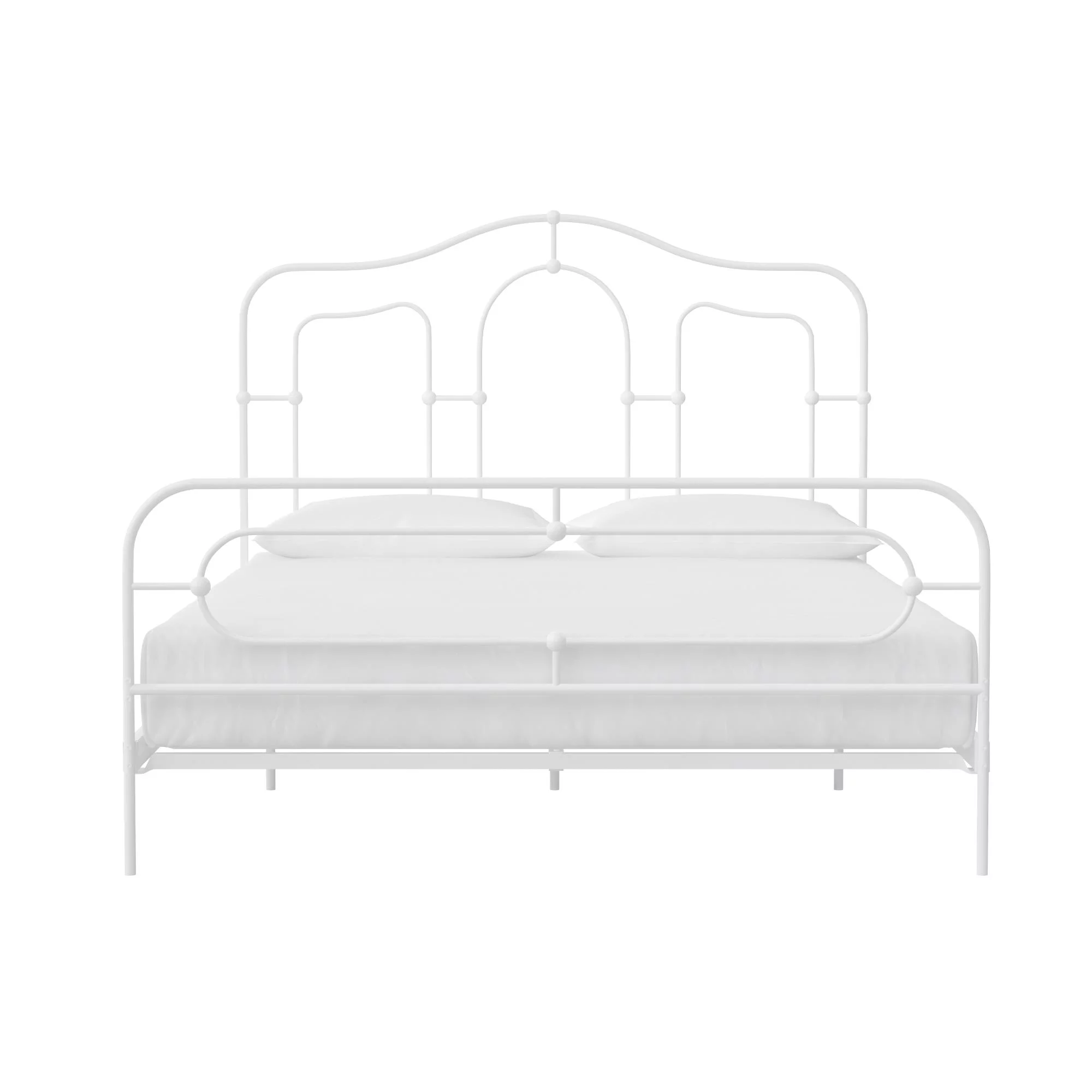 Mr. Kate Primrose Metal Bed with Secured Slats, Headboard and Footboard, Full Size Frame, Off White