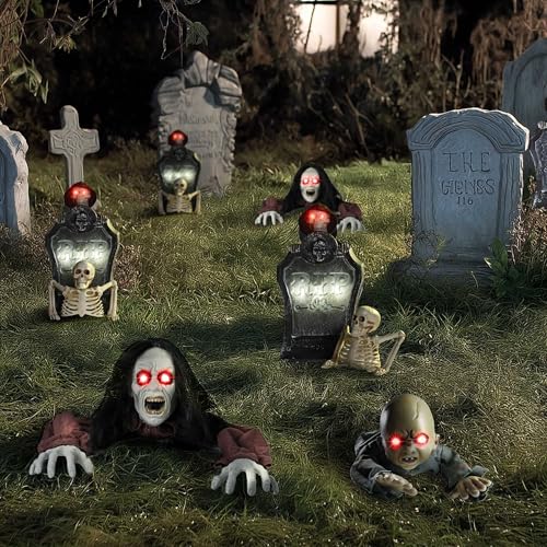 AW Halloween Prop Zombie Groundbreaker with Scary Sound & LED Flashing Eyes Party Yard Haunted House Outdoor Decoration 2025