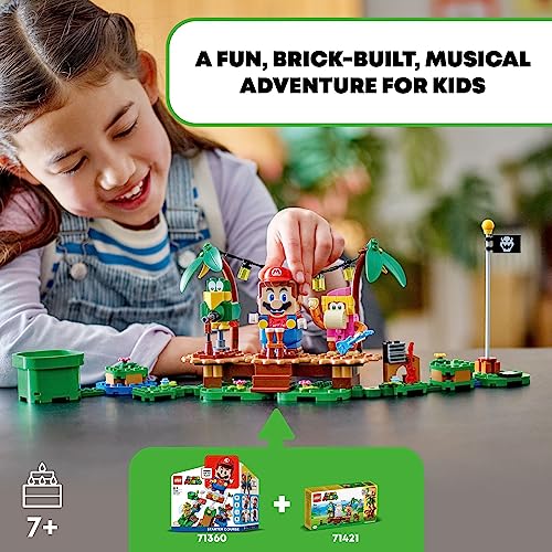 LEGO Super Mario Dixie Kong’s Jungle Jam Expansion Set 71421, Super Mario Gift Set for Boys and Girls Ages 7-9, Buildable Toy Game Featuring 2 Brick Built Super Mario Figures with Musical Accessories