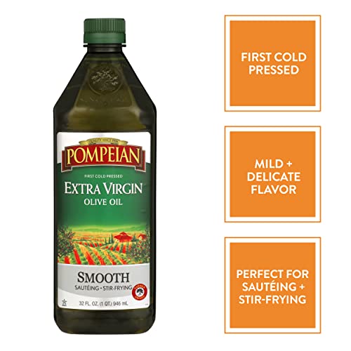 Pompeian Smooth Extra Virgin Olive Oil, Contains Polyphenols, First Cold Pressed, 101 Fl Oz