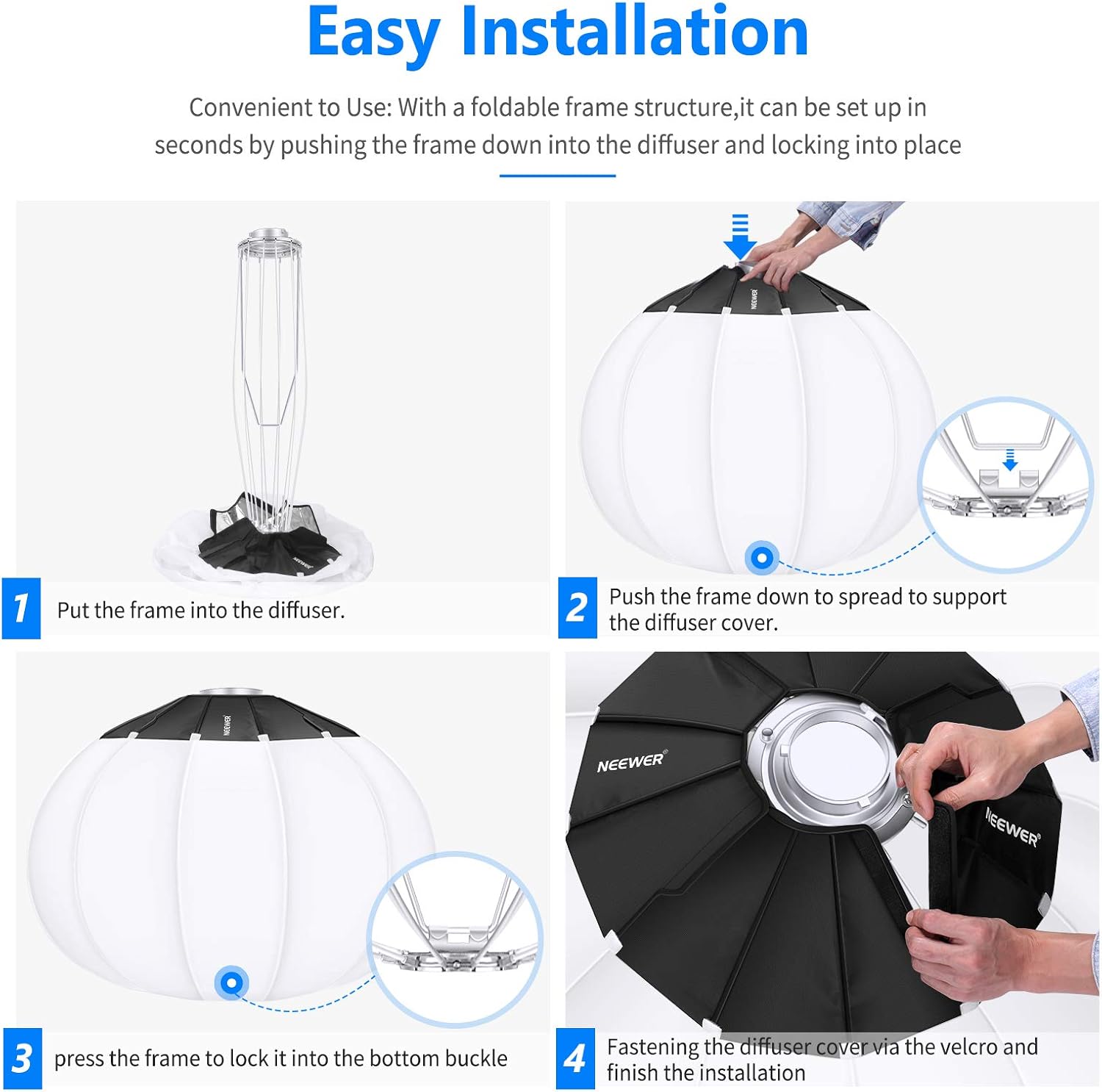 Neewer 34 inches/85cm Lantern Softbox Soft Light Diffuser with Skirt, Compatible with Neewer CB60 CB100 CB150, Aputure 300D II 120D, Godox SL-60W and Other Bowens Mount Light, with Carry Bag