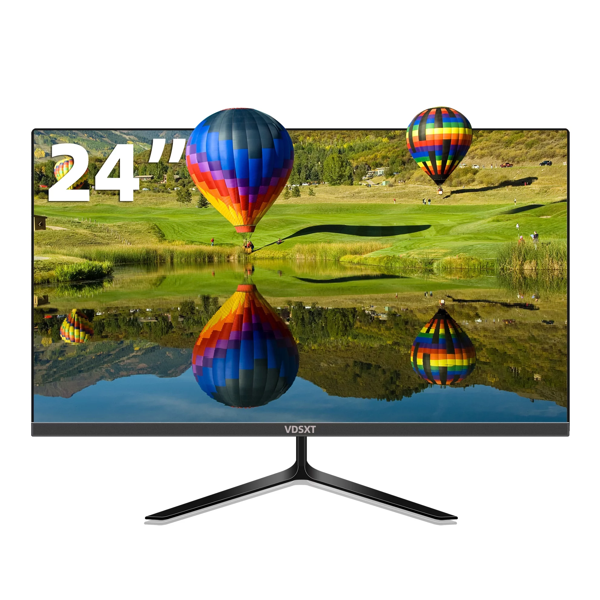 VDSXT 24inch FHD 1920*1080 75hz Flat Panel Computer Monitor Frameless Thin Ergonomic Tilt LED IPS 1ms Display Screen HDMI+VGA Port With HDMI Cable Black