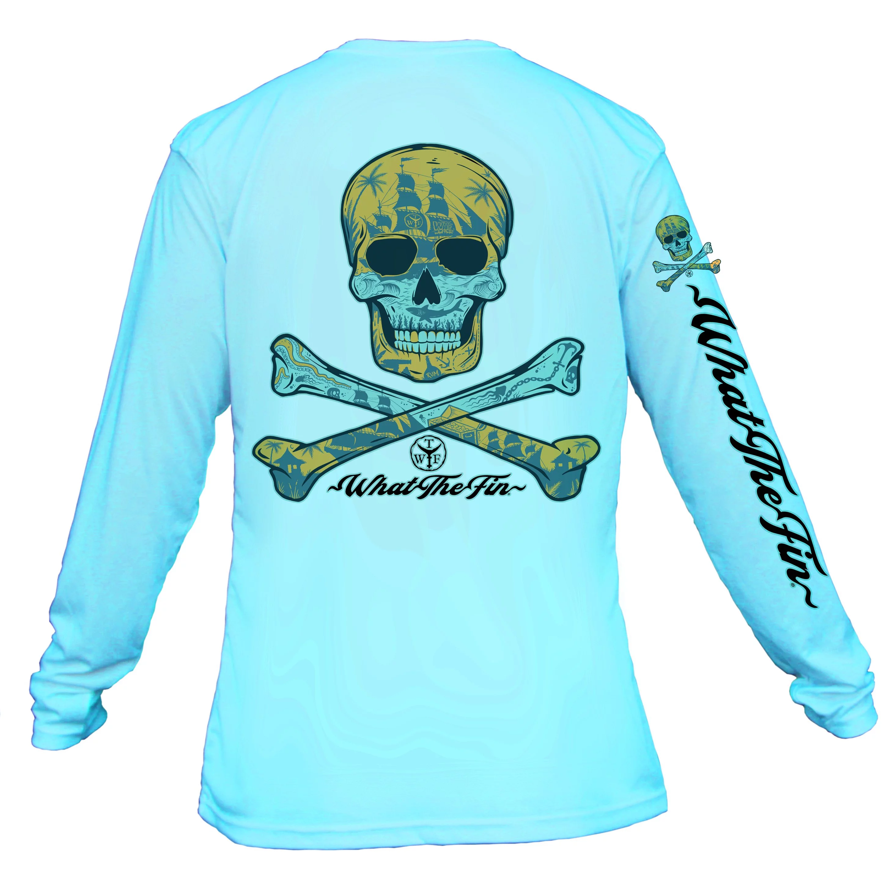 WTF - What The Fin? Long-Sleeve Performance Wicking Shirt - Jolly Roger