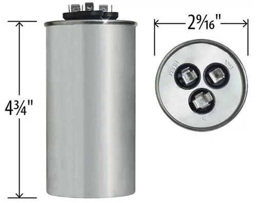 80/10 uF MFD x 370 VAC Dual Round Genteq / GE Industrial Replacement Capacitor # C38010R / 25L261