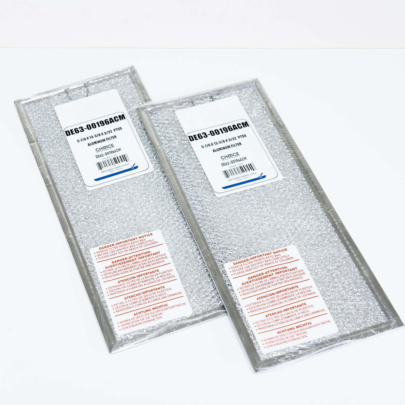 2 Pack of DE63-00196A for Samsung Range Vent Hood Microwave Aluminum Filter