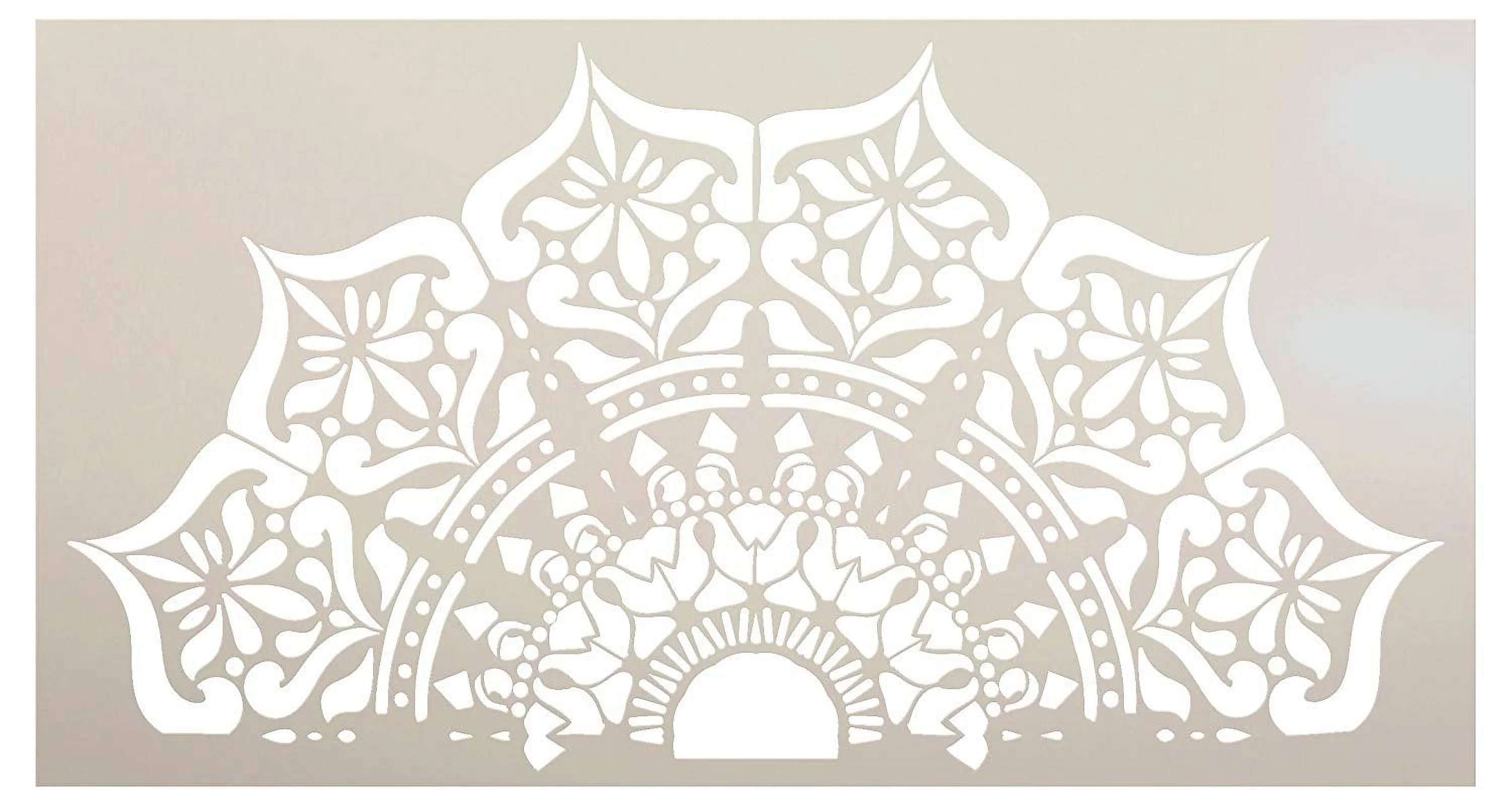 Mandala - India - Half Design Stencil by StudioR12  Reusable Mylar Template  Use to Paint Wood Signs - Pallets - Pillows - Wall Art - Floor Tile - Select Size 22