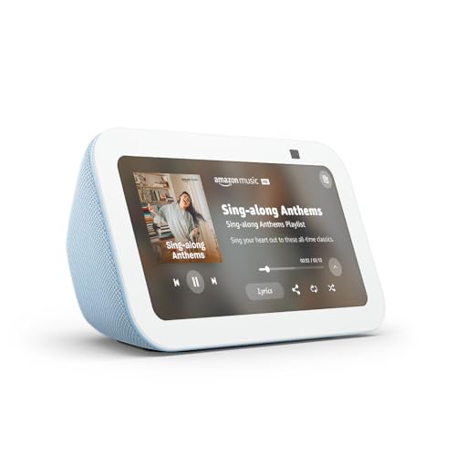 Like-New Amazon Echo Show 5 (newest model), Smart display with 2x the bass and clearer sound, Glacier White