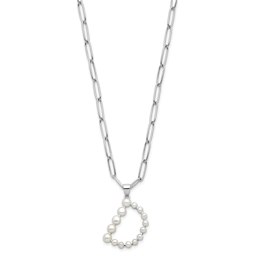 Auriga 925 Sterling Silver RH-plated 3-5.5 mm FWC Pearl LETTER D 18in Necklace for Women 18