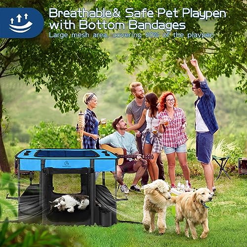 Dog Playpen,Pet Playpen,Foldable Dog Cat Playpens,Portable Exercise Kennel Tent Crate,Water-Resistant Breathable Shade Cover, Indoor Outdoor Travel Camping Use for Small Animals with Carrying Case(M)