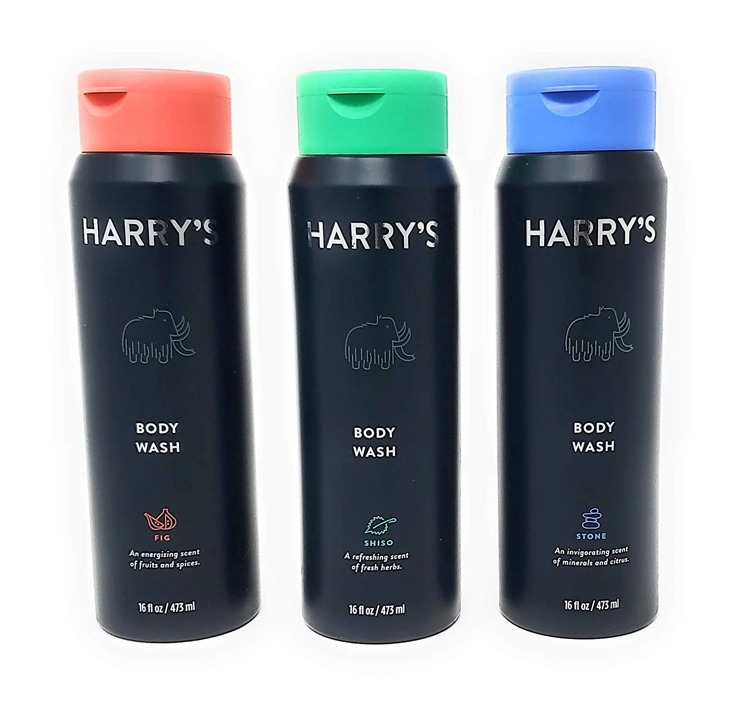 Harry's Body Wash Collection Shiso, Stone and Fig Scent 3-Bottles 16 Oz ea. Collection