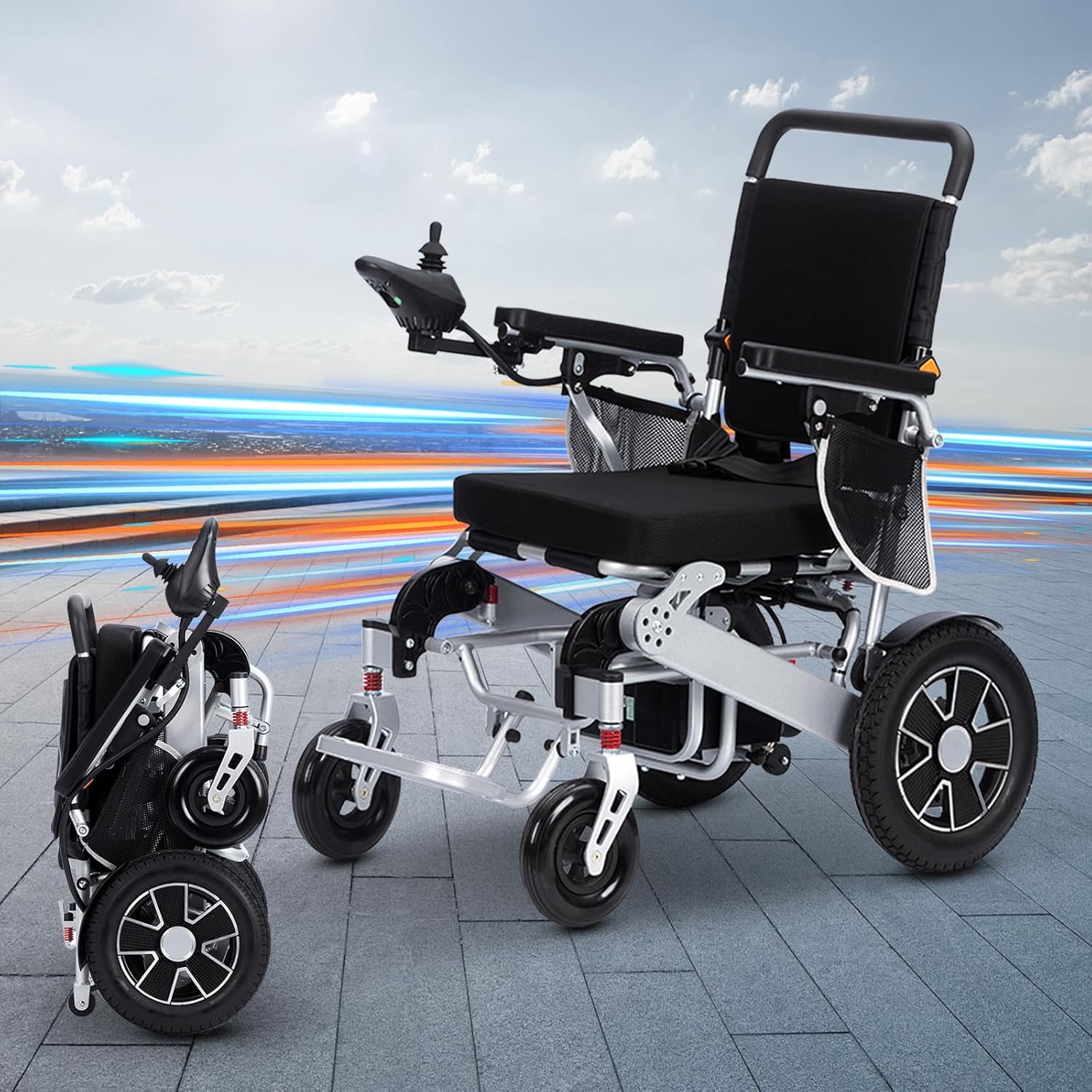 Electric Wheelchairs for Adults Intelligent Lightweight Foldable Electric Wheelchairs Power Wheelchairs for Seniors Compact Portable Airline Approved All Terrain Motorized Wheelchair