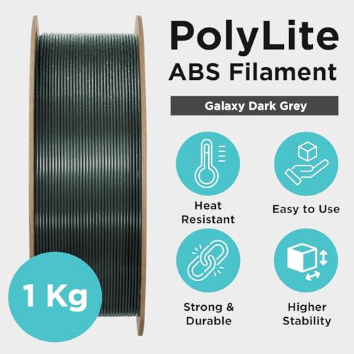Polymaker ABS Filament 1.75mm Black, ABS 3D Printer Filament 1.75mm Heat Resistant 1kg - PolyLite ABS 3D Printing Filament 1.75mm, Strong & Durable, Dimensional Accuracy +/- 0.03mm
