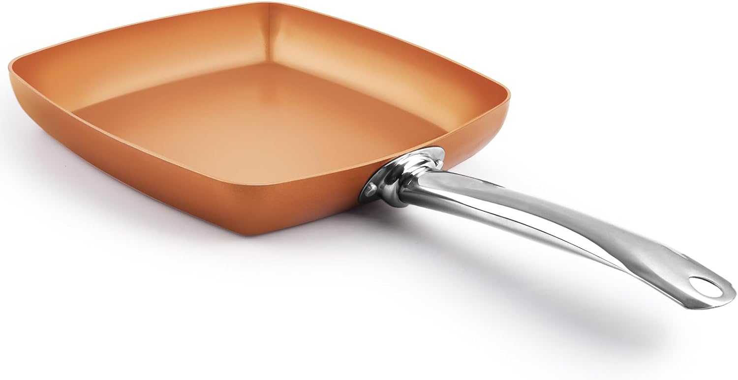 Non-Stick Copper Square Frying Pan, 9.5