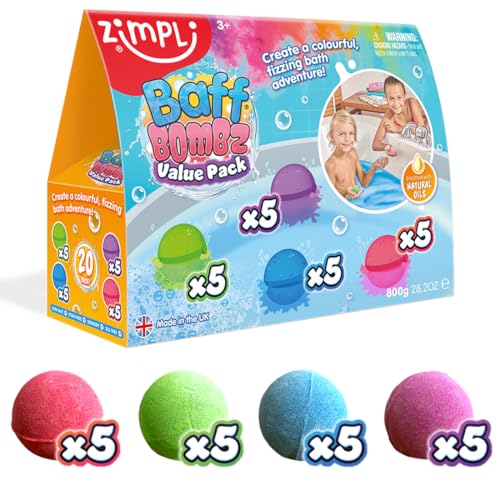 Baff Bombz Magic Brush, 4 x Bath Bombs, Magically Paint Your Bath Water, Creative Bath Toy for Children, Birthday Gifts for Boys & Girls, Pocket Money Toy, Moisturising Bath Fizzers
