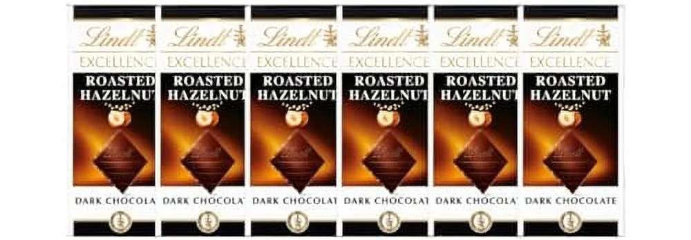 Lindt EXCELLENCE Roasted Hazelnut Dark Chocolate Bar, Chocolate Candy for Christmas and Holidays (Roasted Hazelnut, (6 Pack)