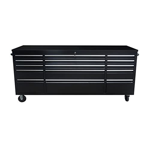 SINDA 72 Inch 15-Drawers Rolling Tool Chest with Drawers Tool Box with Wheels Mobile Tool Storage Cabinet with Wooden Top, Lockable, Storage Drawers, Satinless Steel