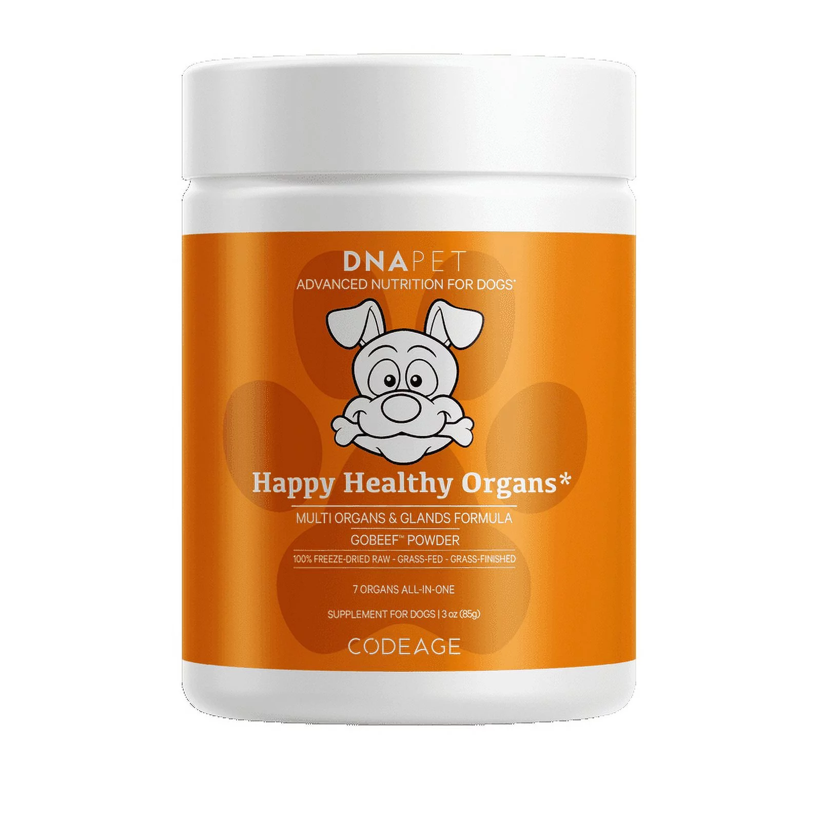DNA PET Happy Healthy Organs & Glands Supplement for Dogs, Canine Multi Organ Beef Powder, 3 oz