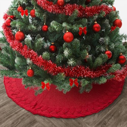 Mr. Pen- Christmas Tree Skirt 48 inches, Knitted Christmas Skirt Tree, Xmas Tree Skirt