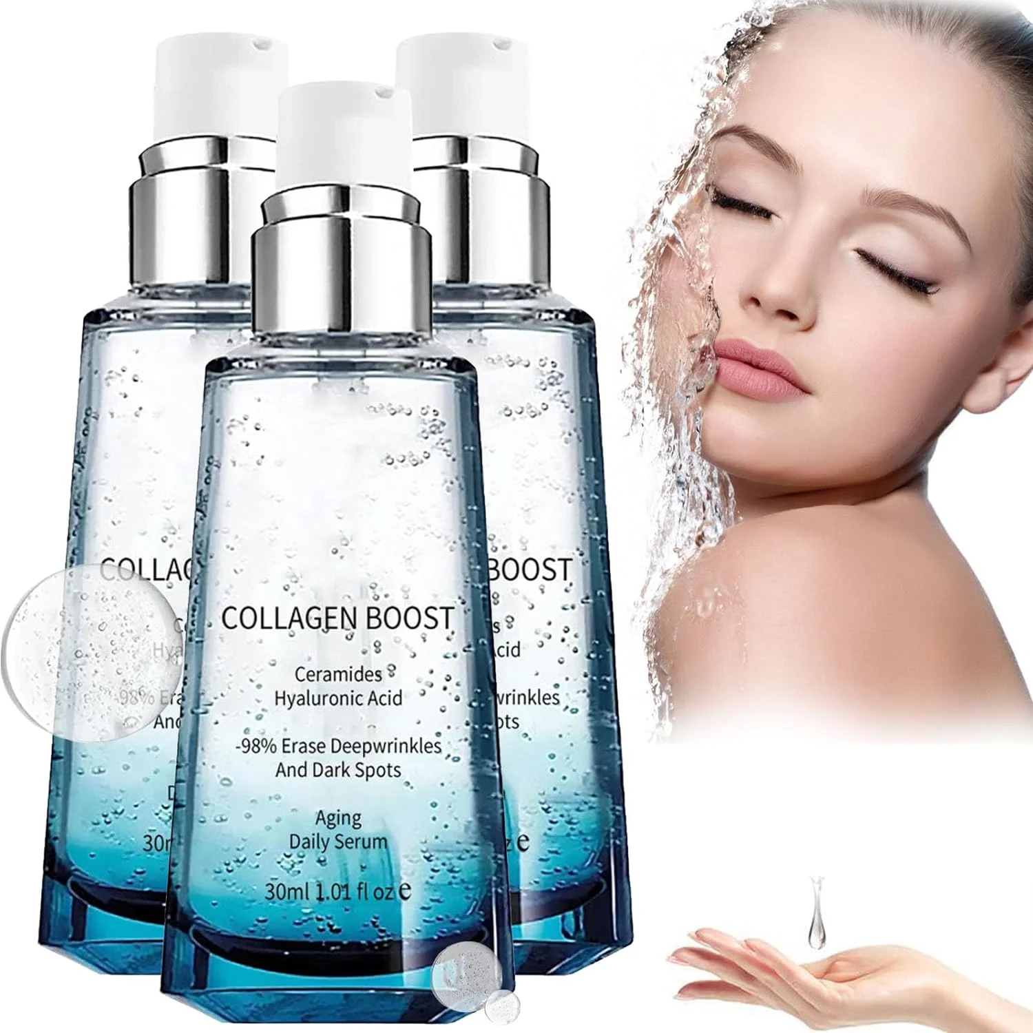 Koran Advanced Collagen Boost Anti-Aging-Serum,Advanced Deep Anti-Wrinkle Serum,Collagen Boost Anti Aging Serum,Hyaluronic Acid Serum for Face, Reduces Wrinkles Face Serum (1PC)