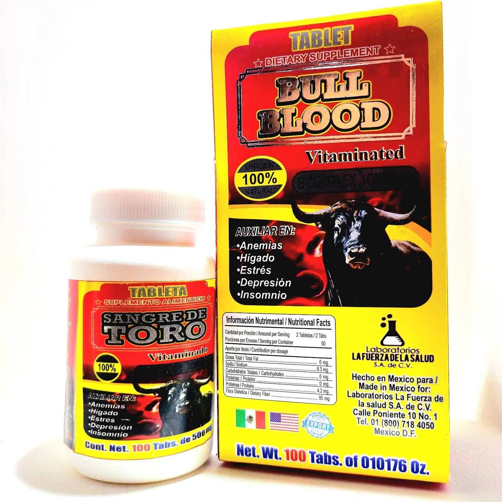 SANGRE DE TORO 100 TABS. SUPLEMENTO FOR KIDNEY STONES, LIVER, DIGESTIVE SYSTEM