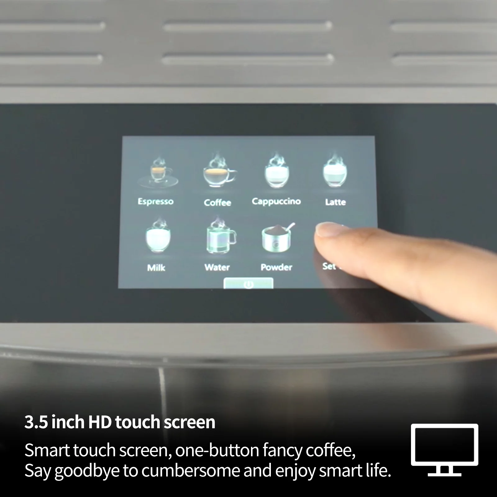 Mcilpoog 2022New Fully Automatic Coffee Machine, Silver Full Metal, Super Automatic Espresso Machine with Milk can, WS-S7 can make Americano, Latte, Cappuccino, Hot Water