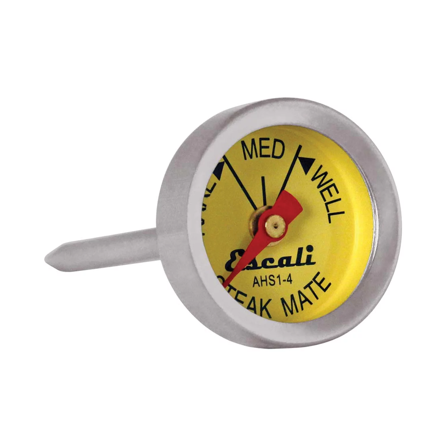 Escali AHS1-4 Easy Read Mini Steak Thermometer Set, Dial Reads Rare, Medium & Well, Dishwasher Safe, Silver