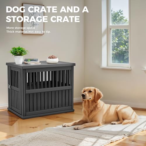 DRATO Dog Crate Furniture End Table Night Stand Furniture with Lockable Latch for Small to Large Dogs Side End Table, Modern Dogs Kennel Indoor