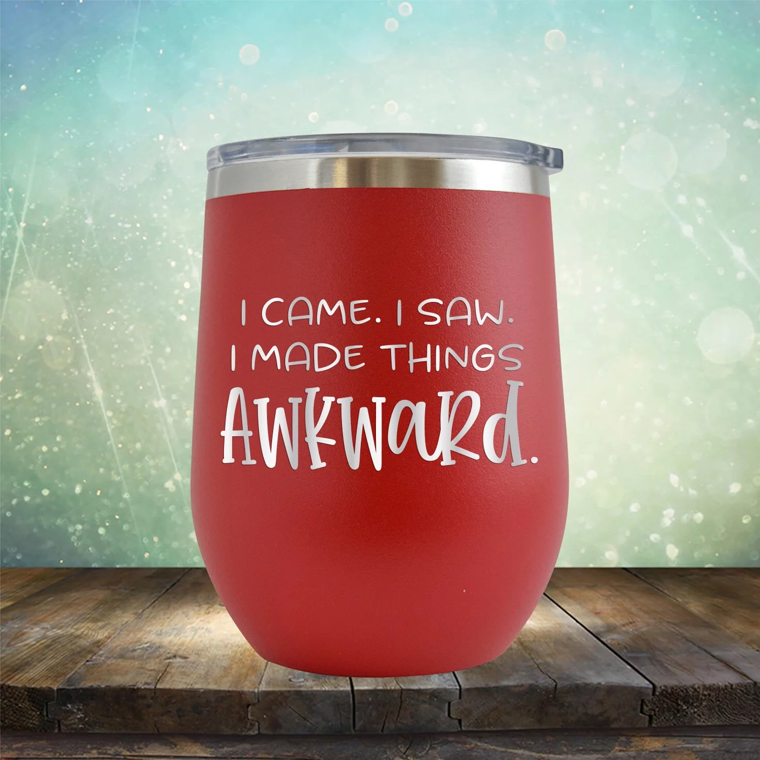 I Came I Saw I Made Things Awkward - Engraved 12 oz Red Wine Cup Unique Funny Birthday Gift Graduation Gifts for Men or Women Sassy Amusing Witty Wacky Jolly Sarcastic Hilarious