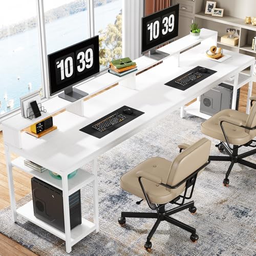 Tribesigns Two Person Desk with Monitor Stand, 78.74