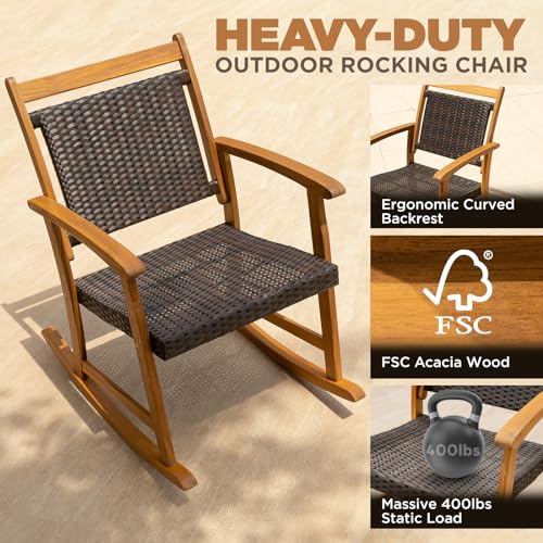 IDZO Wood Wicker Design Heavy Duty 400lbs Capacity Premium Patio Bistro Set 3 Piece Outdoor