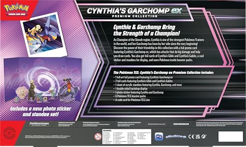 Pokemon TCG: Cynthia’s Garchomp ex Premium Collection - 6 Packs, Stickers, Promos