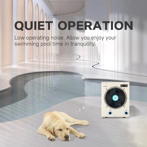 Above Ground Pool Heater EU50, Max 16184BTU Up to 5000gallons Electric Swimming Pool Heat Pumps, Titanium Heat Exchanger, 5.62 COP, 110V/120V, Fits 8/11/15 Foot Pools Heating Pool Warmer