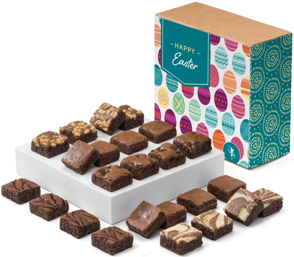 Easter Magic Morsel 24 Individually Wrapped Gourmet Chocolate Food Gift Basket - 1.5 Inch X 1.5 Inch Bite-Size Brownies - 24 Pieces - Item CE424