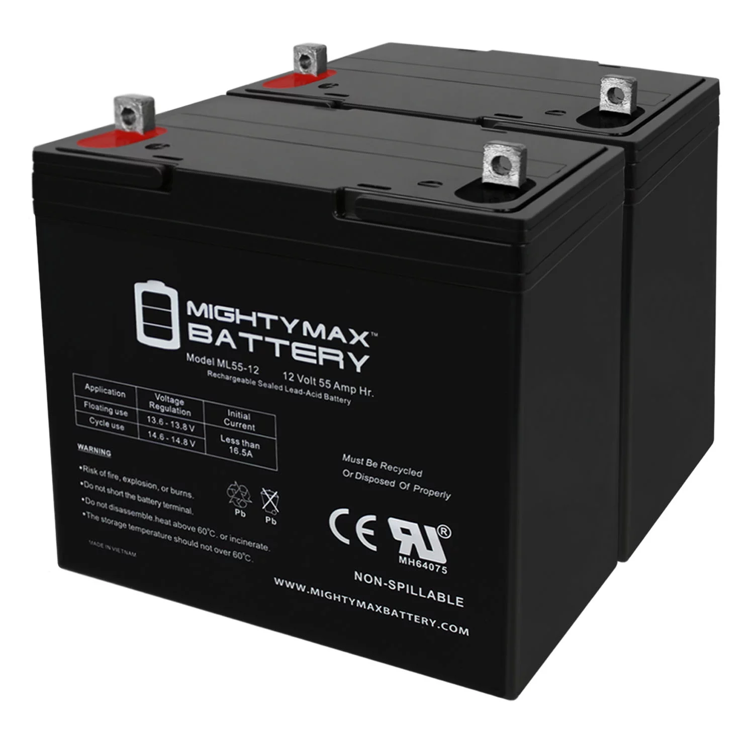 12V 55Ah Battery Replacement for Suntech Regent Series 3  4 - 2 Pack