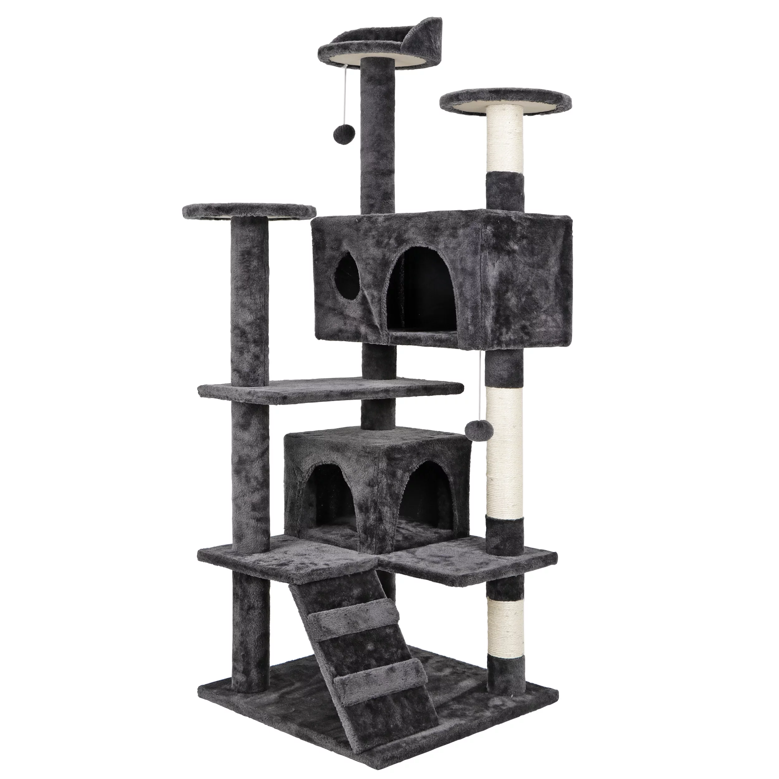 HomGarden 53'' Cat Tree Cat Tower Condo W/Scratching Posts, Kitten Play House Dark Gray