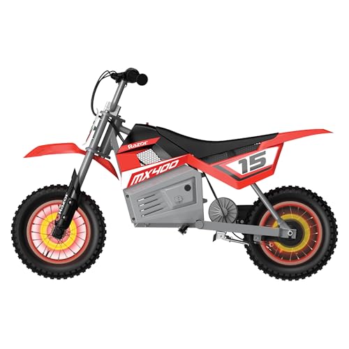 Razor MX400 Dirt Rocket Kids Electric Motocross Bike, 14 Mph, 60 Min Runtime, Ages 8+, Red