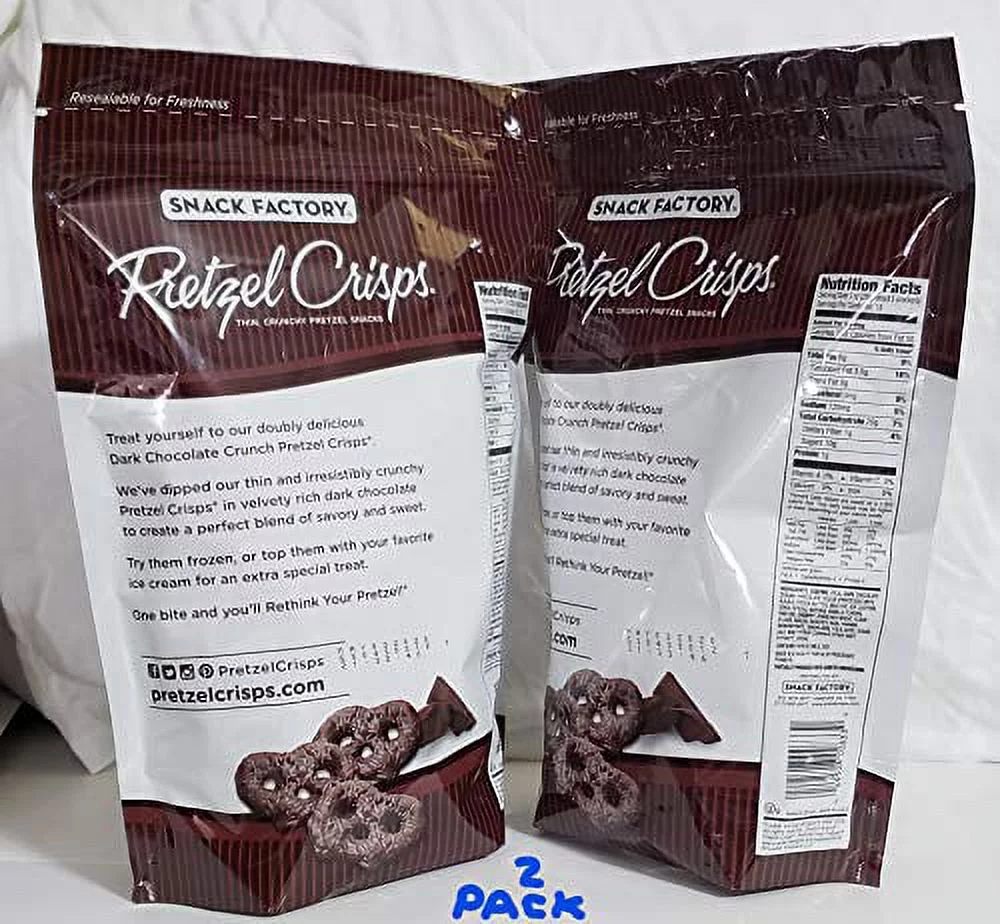 Snack Factory Pretzel Crisps Dark Chocolate Crunch, 36 Oz (2x18 oz Bags)