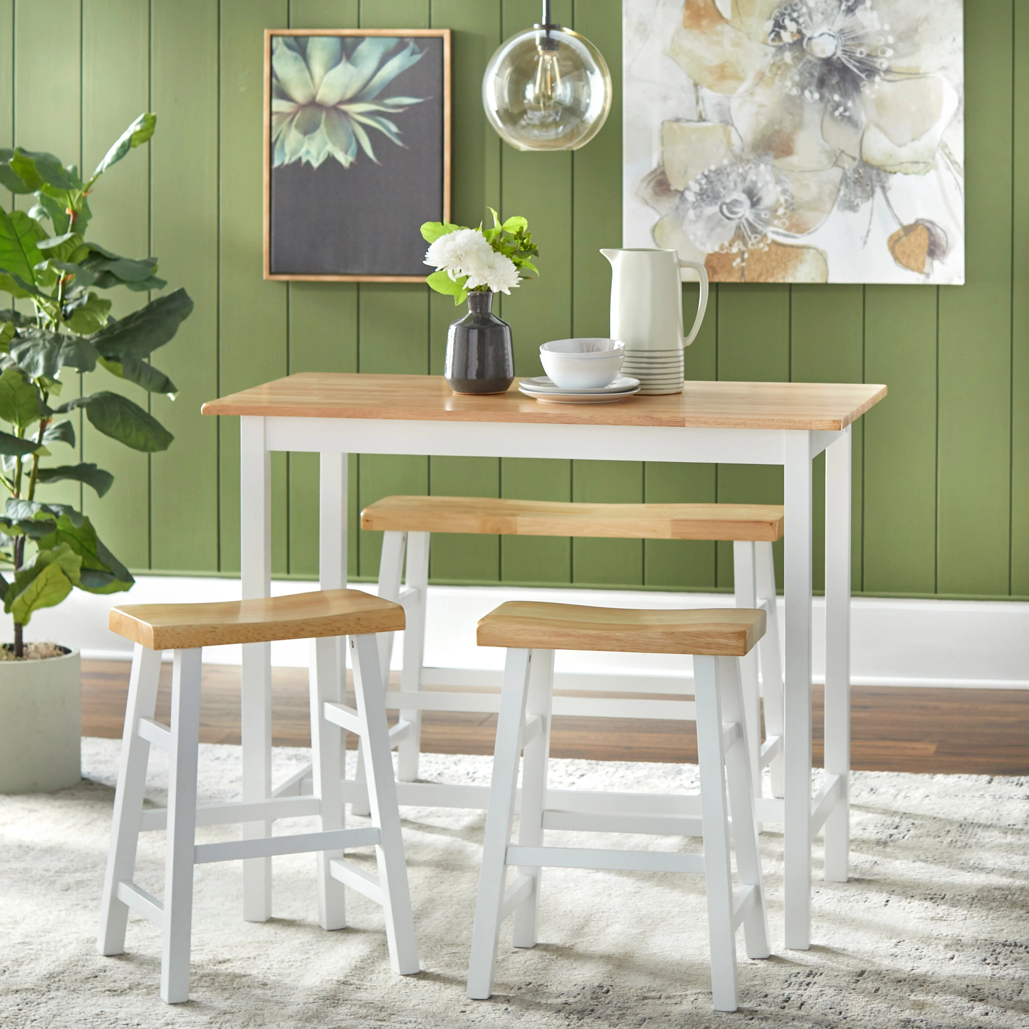 Simple Living  Galena Farmhouse 4-piece Counter Height Dining Set Brown/Black