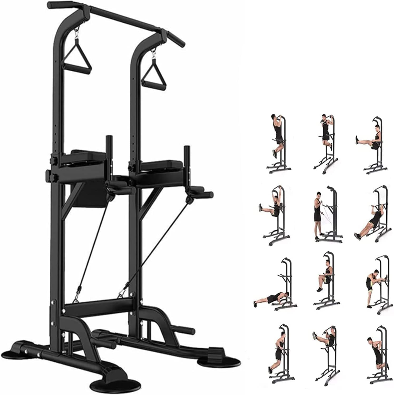 Power Tower Pull Up Bar Stand for Home Adjustable Height Dip Station Workout Equipment Multi-Function Strength Training Exercise Equipment 330LBS for Men Women Dip Bar Easy-Install Pull Up Tower Gym