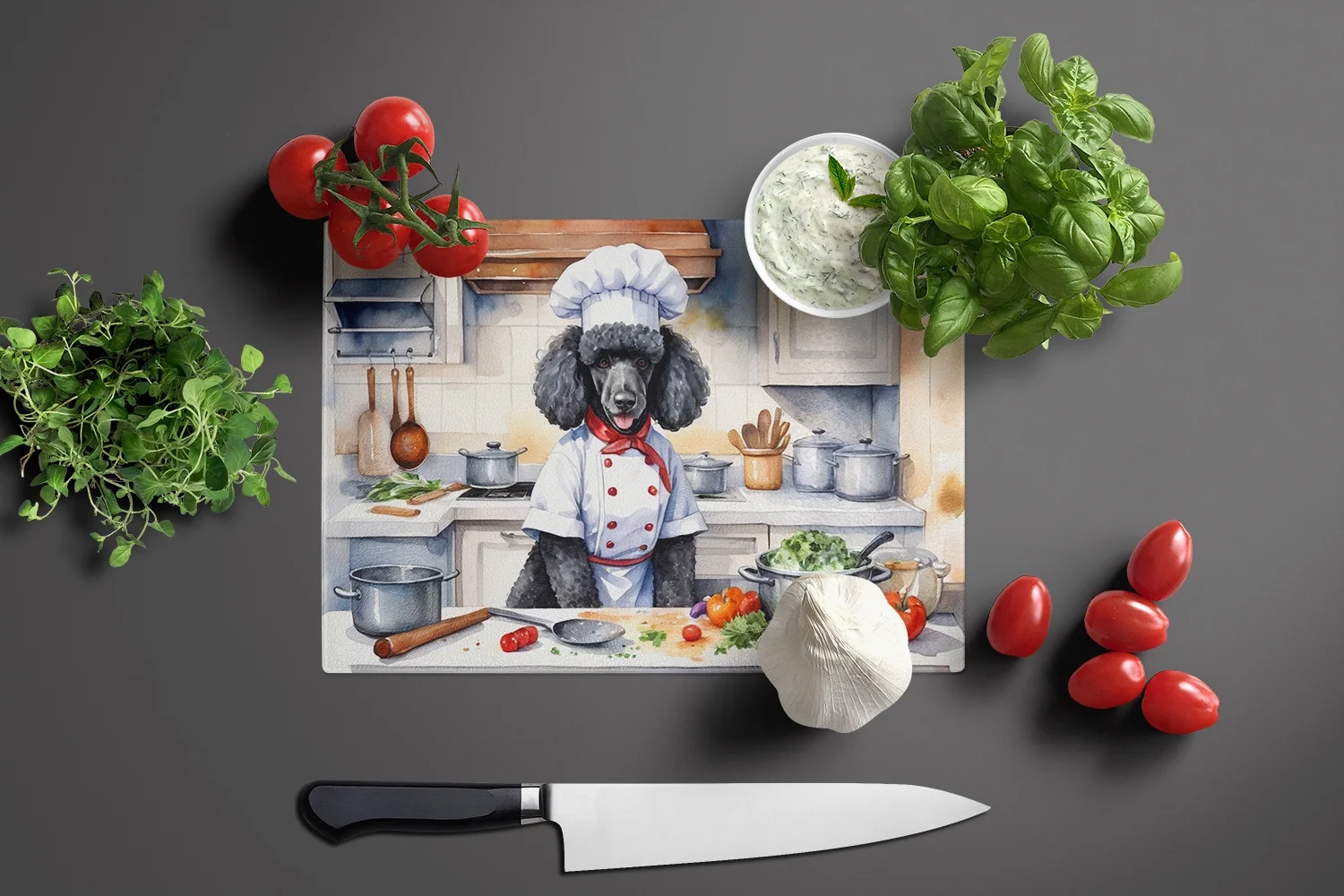 Black Poodle The Chef Glass Cutting Board 12 in x 15 in